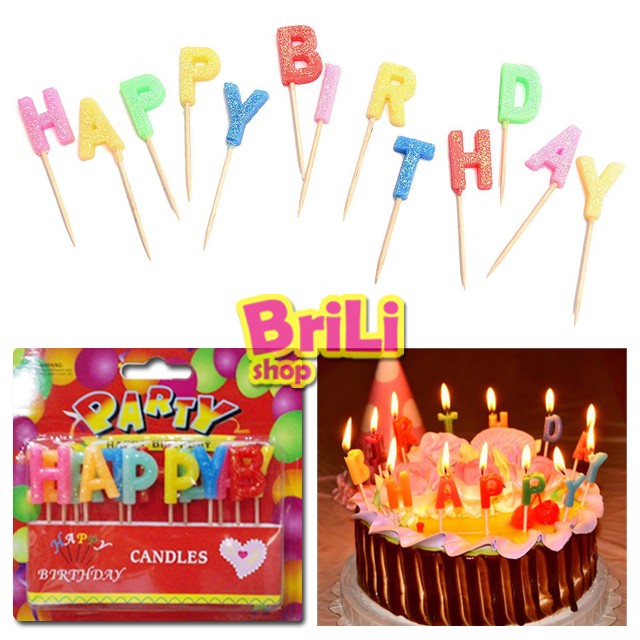Lilin Ulang Tahun HAPPY BIRTHDAY | Lilin Ultah HBD Glitter