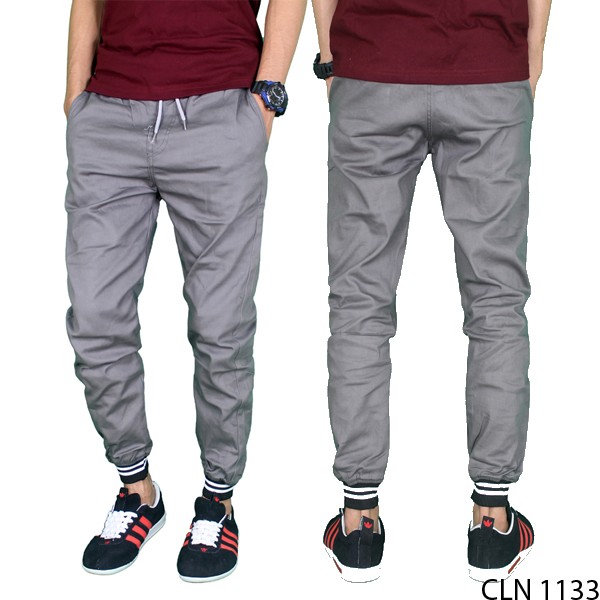 Celana Pria Jogger Panjang Modis Stretch Abu Muda CLN 1133