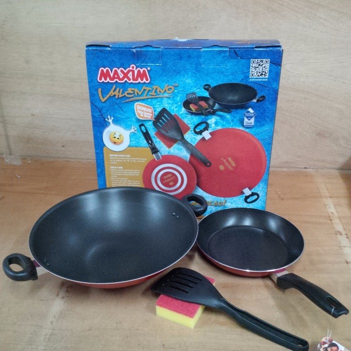 jual maxim teflon valentino 2 set frypan 22 cm wok 30 jual maxim teflon valentino 2 set frypan 22 cm wok 30