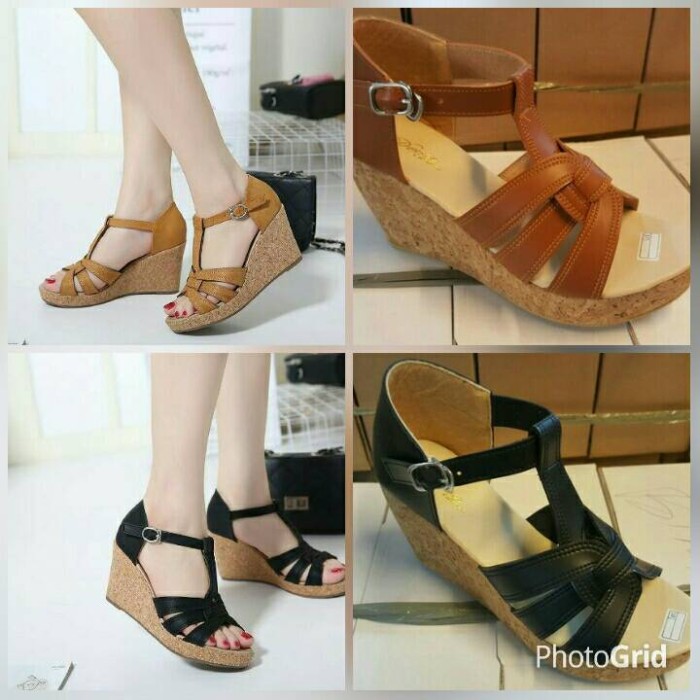 jual sepatu sandal wedges tali kepang coklat hitam jual sepatu sandal wedges tali kepang coklat hitam