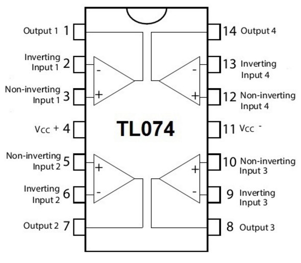 Tl074 схема включения