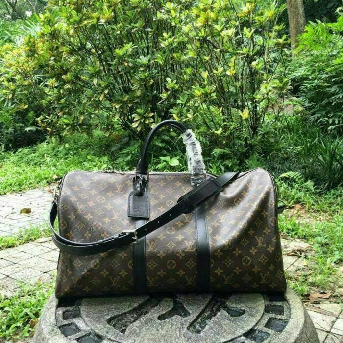 TAS LV KEEP ALL 50 MONOGRAM MACASAR TRAVEL BAG. ORI LEATHER
