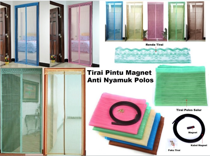 Tirai Pintu Magnet Anti Nyamuk Motif Polos (Tanpa Magne Harga Grosi