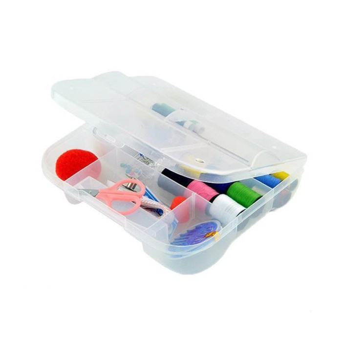 Transparent Portable Sewing Box Kit - Kotak Jahit Set Transparan