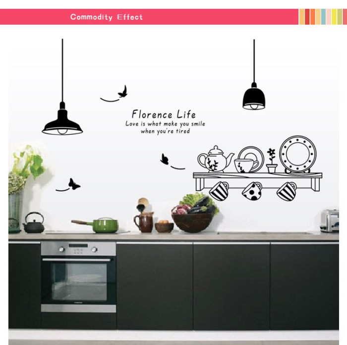 jual wall sticker transparan 60x90 wall stiker kitchen florence life