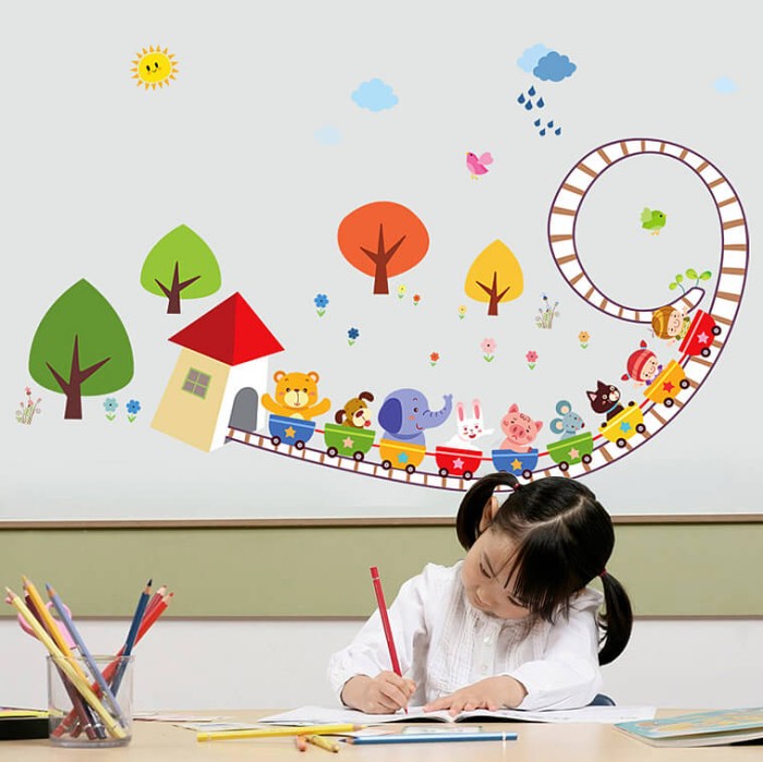 jual wall sticker transparan 60x90cm wall stiker roller coaster