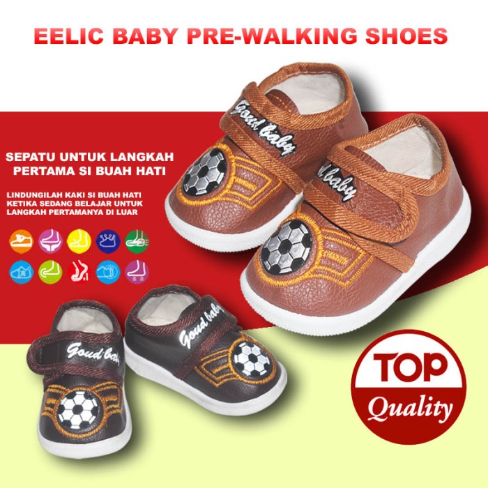 EELIC BAY-S11 COKLAT TUA Sepatu Bayi Laki-Laki Motif Bola