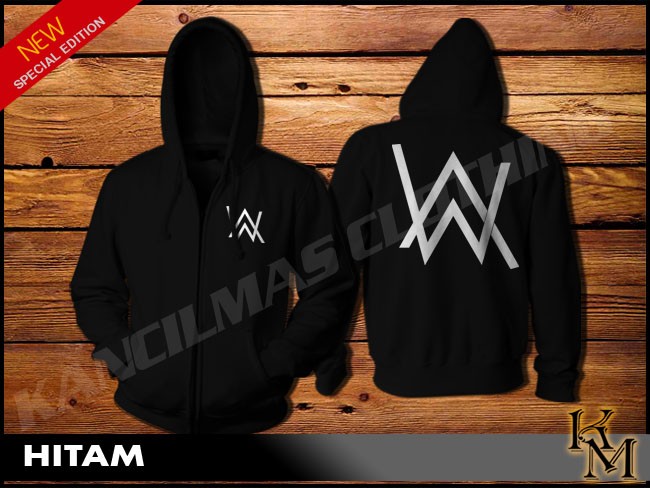 NEW JAKET HOODIE ZIPPER ALAN WALKER AW LOGO DJ MUSIC WARNA HITAM
