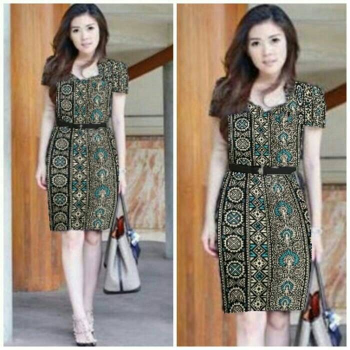 Jual dress pendek / mini dress sweet batik songket like