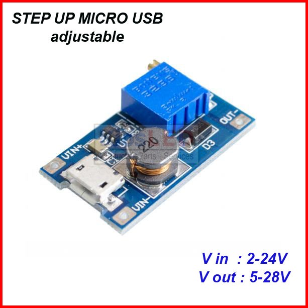DC Boost Adjustable Step Up Voltage Converter Module Micro USB 2A 5v 9v 12v 24v