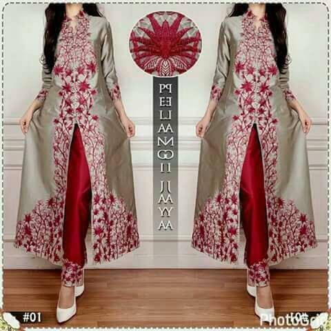 Jual Stelan Kebaya Gamis Bordir Dengan Celana Panjang Kebaya