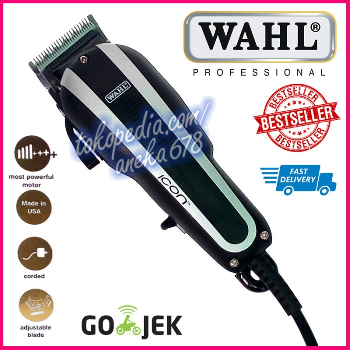 WAHL ICON HITAM ALAT MESIN CUKUR RAMBUT CLASSIC SUPER TAPER BLACK USA