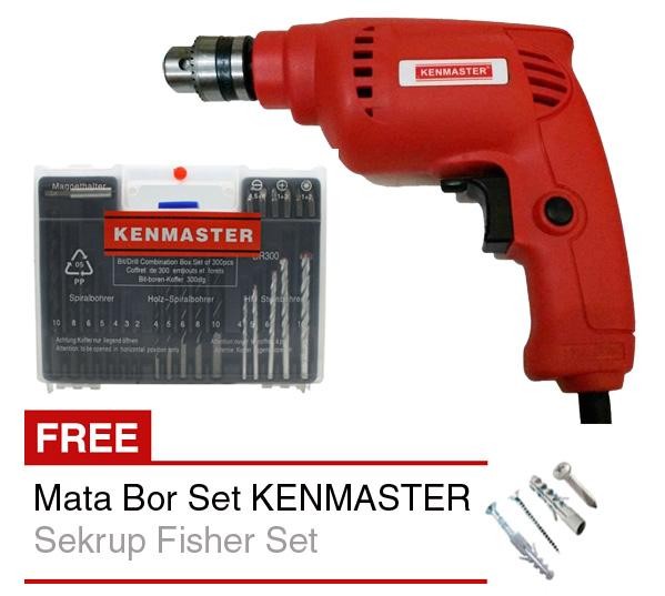 KENMASTER Mesin Bor Bolak Balik + Mata Bor Besi Kayu Beton + Sekrup