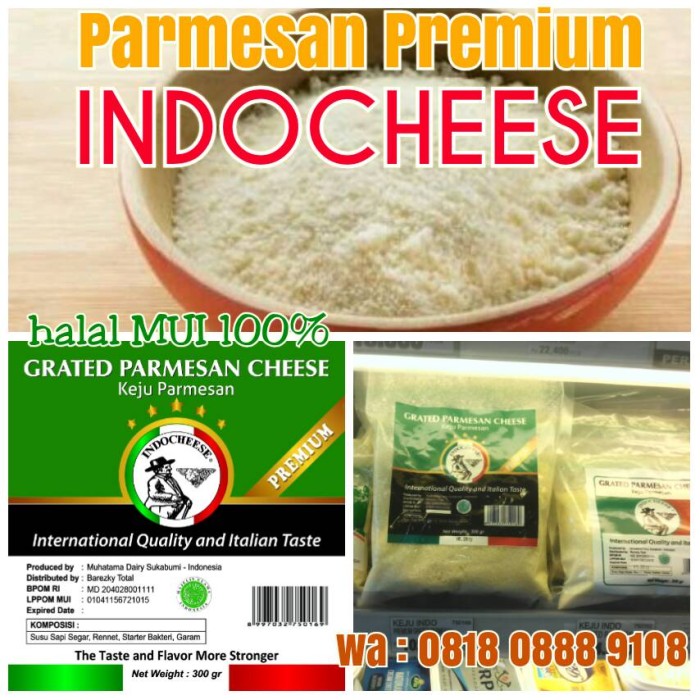Jual Parmesan Premium Keju Indo (Halal, Kualitas Eropa,rasa Italia