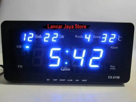 Jam Dinding Digital LED DIGITAL CLOCK CAIXING CX-2158 (BIRU)