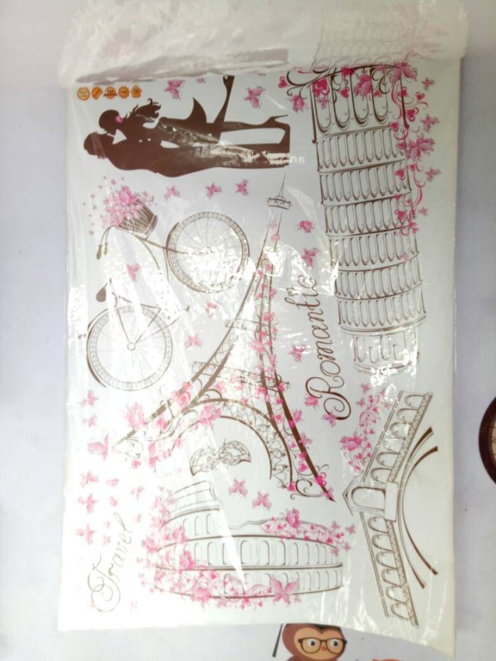 jual wall sticker ukuran besar motif paris transparant bahan bagus