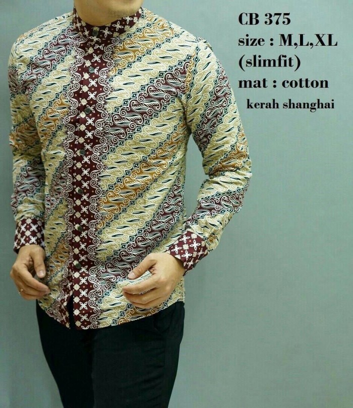 Herman Kemeja Batik Slimfit Pria CB244 Kombinasi Muslim Koko Jeans. Source · BAJU KOKO PRIA