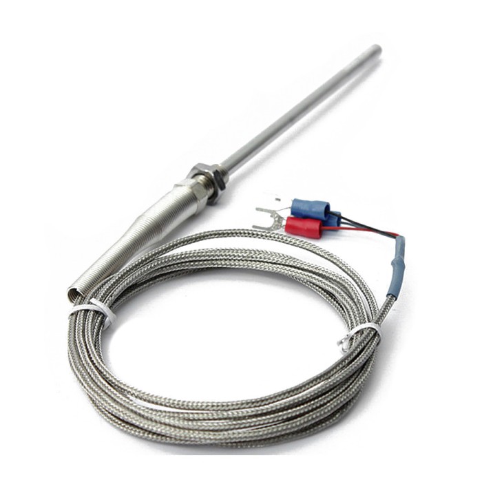 Jual RTD Pt100 Temperature Sensor 2m Cable 100mm probe 3 Wires 50400C