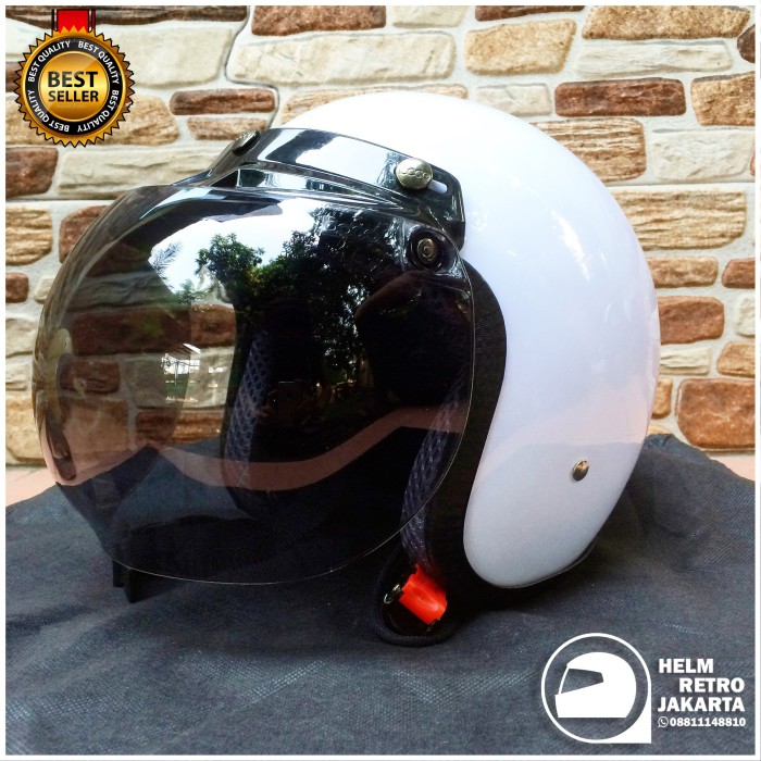 Jual Helm Bogo Retro Polos Putih - HELM RETRO JAKARTA