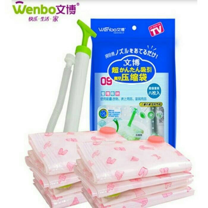 vacuum bag vacum vakum wenbo set isi 8 free pompa storage press travel .