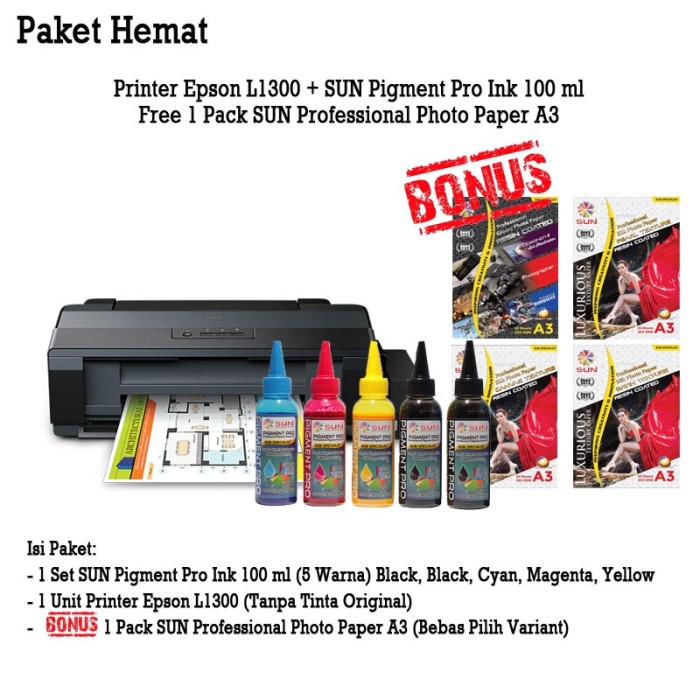 Jual Printer EPSON L1300 SUN PIGMENT PRO INK BONUS Prof