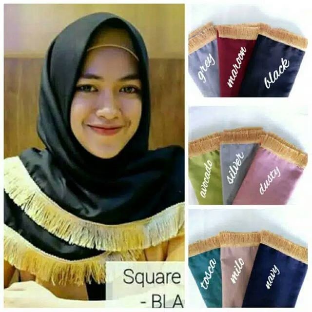 Hijab Renda Segiempat Dayak Yellow www parisku com Source · SEGIEMPAT RENDA DAYAK RUMBAI EMAS GOLD KATUN PREMIUM ETNIK JILBAB