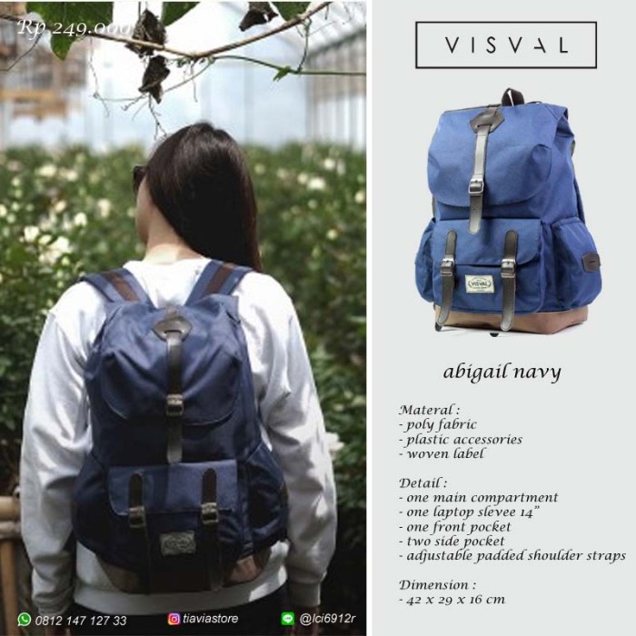 Tas Ransel Backpack Visval Abigail Navy