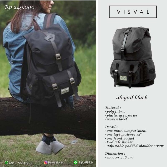 Tas Ransel Backpack Visval Abigail Black