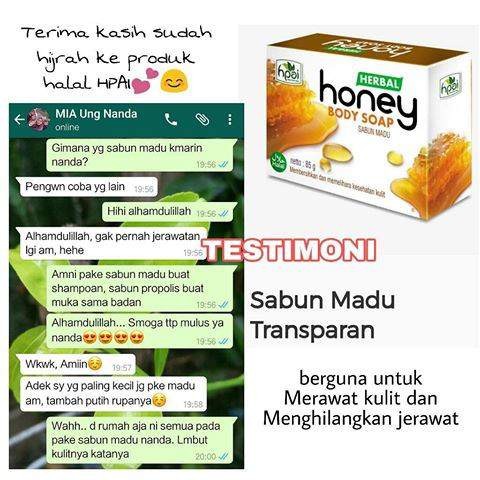 Honey Soap | Sabun Herbal Madu Transparan HPAI 100 g