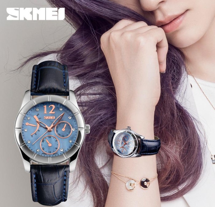 ... wanita Kulit Strap Jam Tangan - Berwarna merah muda 9075. Source · SKMEI Casual Women Leather Strap Watch Water Resistant 30m 6911 - Merah Muda