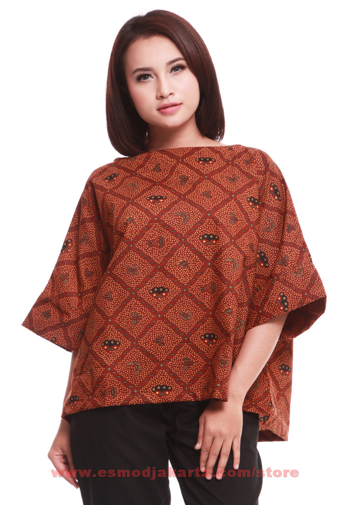Foto Produk COEVAL ADONIA BLOUSE BATIK ATASAN WANITA BROWN dari ESMJAK STORE