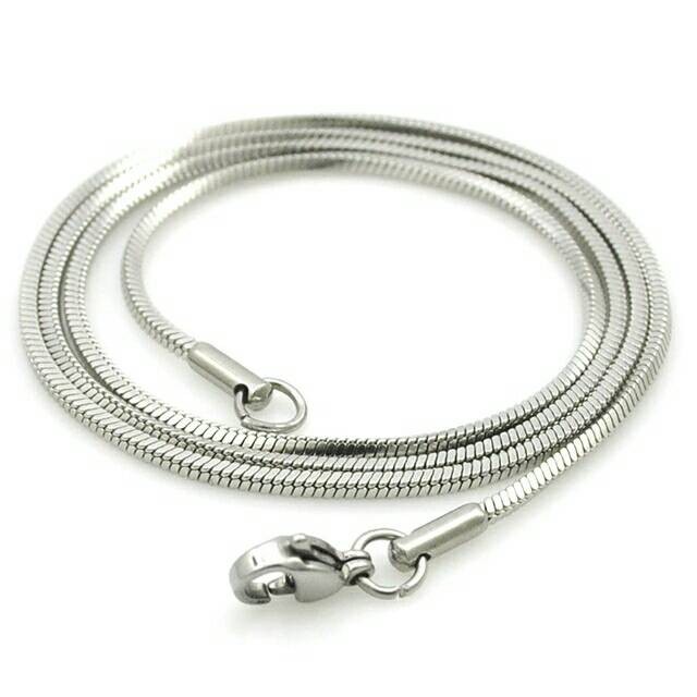 Kalung Pria Wanita Titanium Silver Single Simple