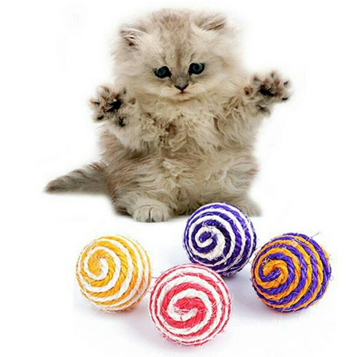 bola mainan kucing cakar anjing hewan sisal rope cat toy Chewing