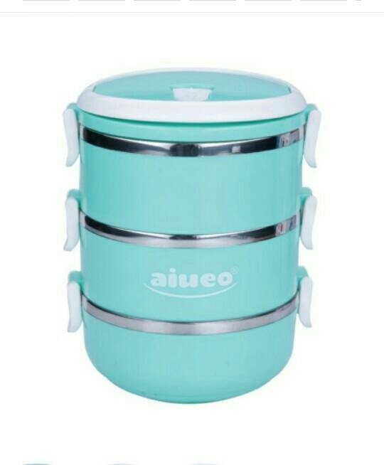 Peralatan Dapur | Aiueo Eco Lunch Box - Rantang 3 Susun Glossy Biru