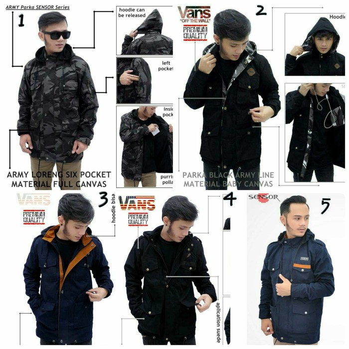 Jaket Parka Cowok Bahan Baby Canvas AllSize Fit L to XL