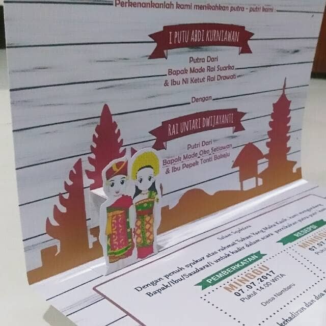 Jual Undangan Pernikahan 3d Pop Up Tema Adat Bali Kab Lamongan Aurora Craft Printing Tokopedia