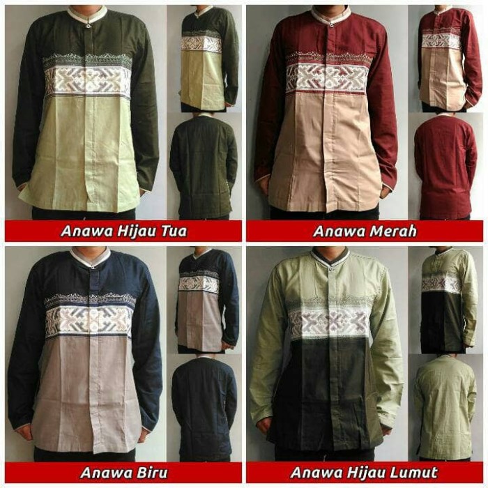 ... Home Gudang Fashion Baju Koko Lengan Panjang Modern Hijau Lumut Page 4 baju