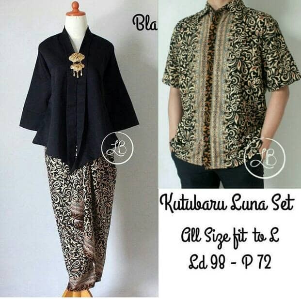 couple Batik Kebaya blouse rok lilit dan kemeja sarimpit