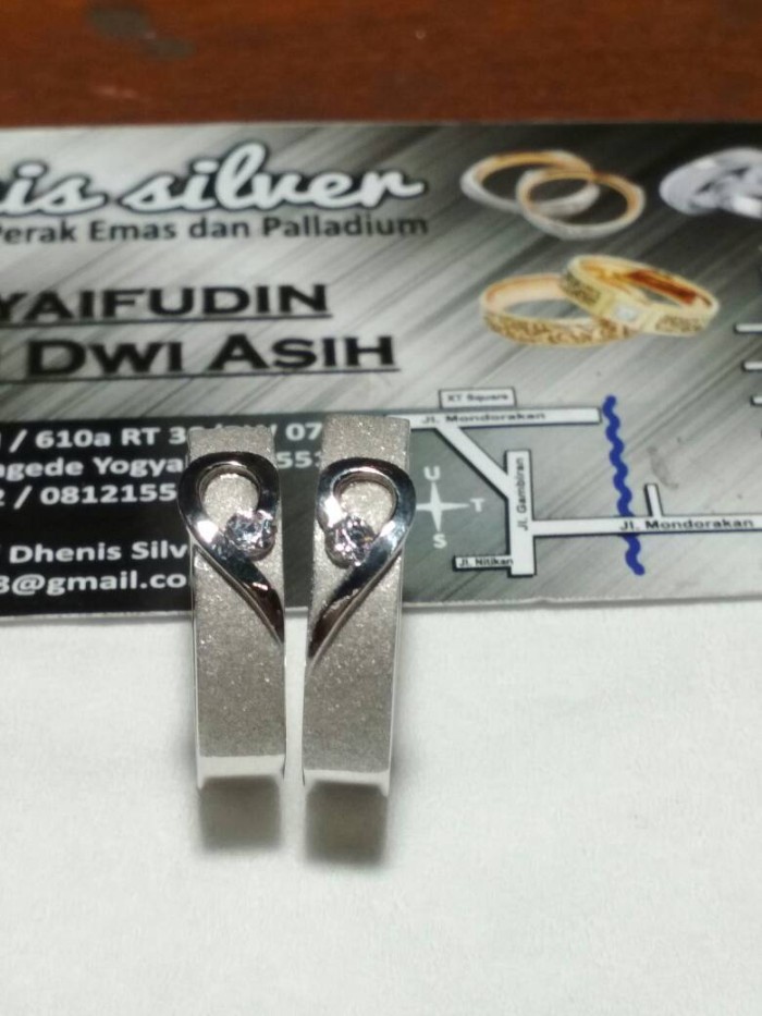 cincin kawin nikah tunangan pasangan couple perak lapis rhodium