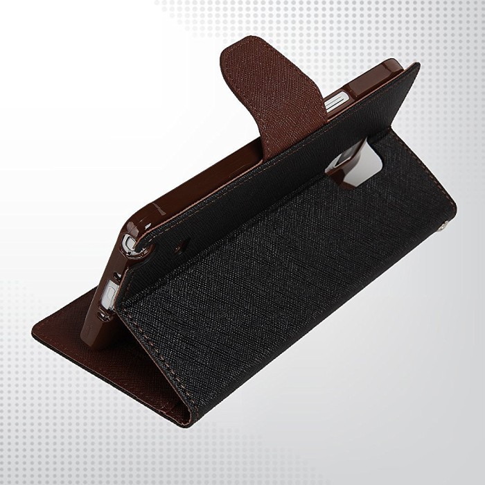 LG G4 Stylus Mercury Fancy Flip Case Casing Cover - Hitam Cokelat