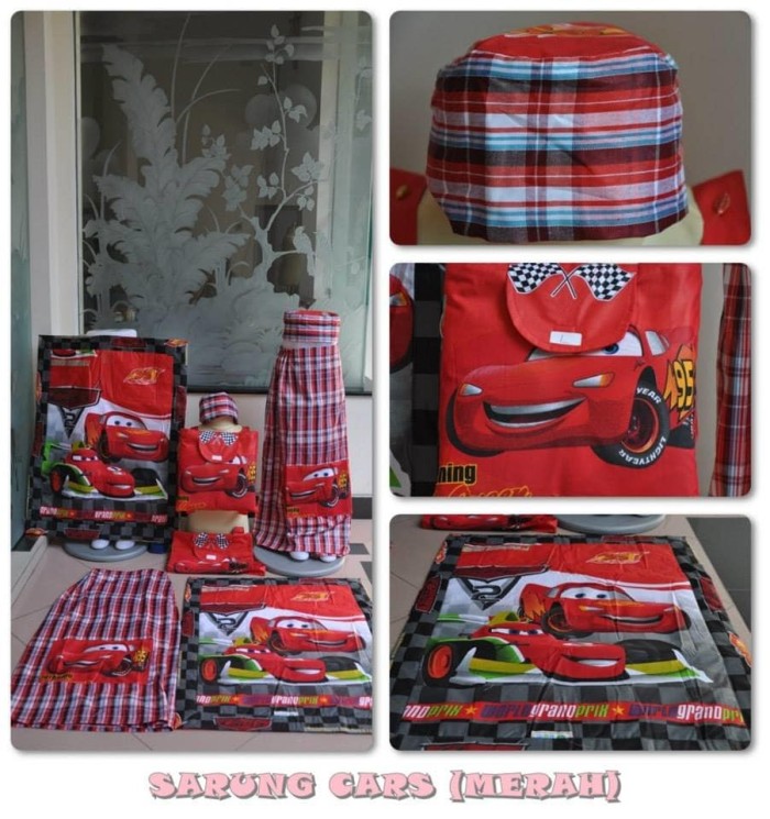 jual set sarung anak karakter cars merah m mukena manis jual set sarung anak karakter cars merah m mukena manis