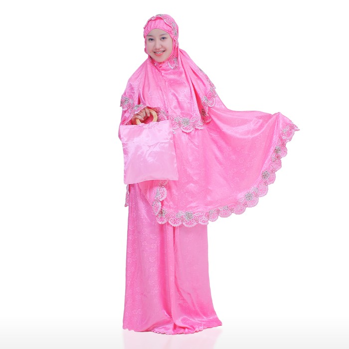Mukena Bordir Susun Tanjung Warna Pink