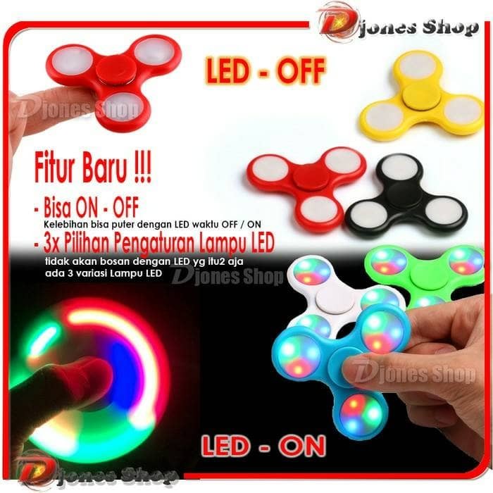 Fidget Spinner LED 3 Titik On Off | Fidget Spinner LED Murah Meriah