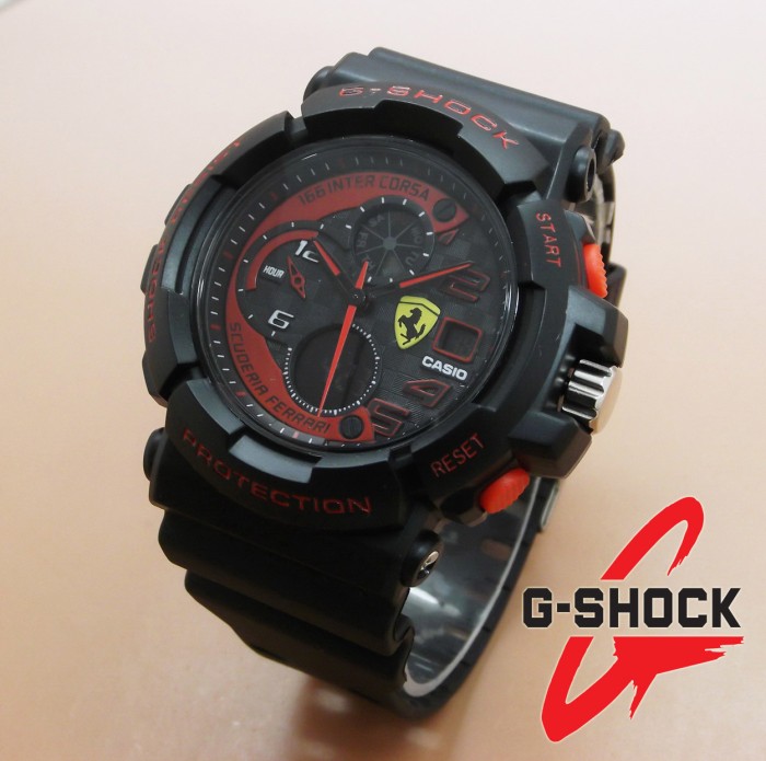 Jual Jam Tangan Pria Wanita Casio G Shock Ferrari Black List Red