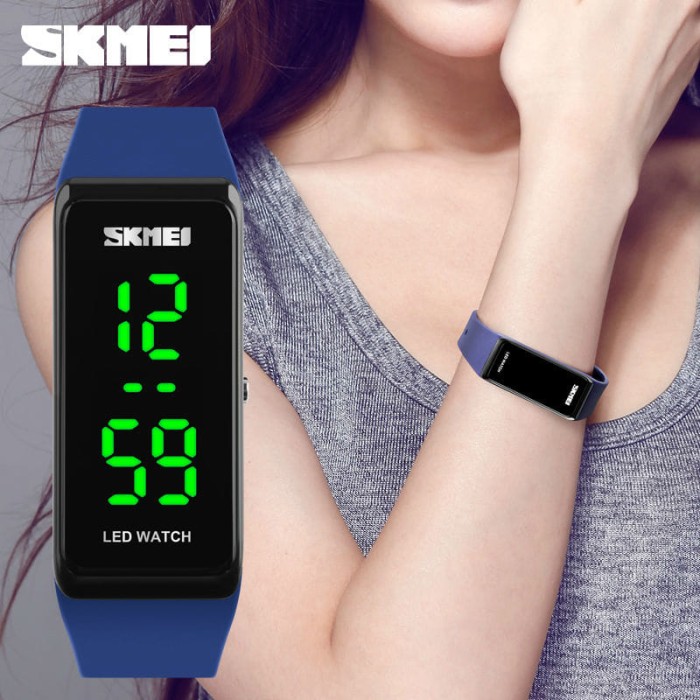 Jam Tangan Gelang Pria Wanita Led Skmei 1265 Original Anti Air 30m - Hijau
