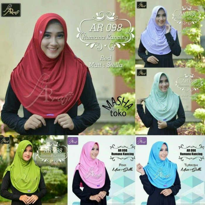 Jilbab instan Arrafi Rumana Kancing (med pink) AR98 Hijab Kerudung