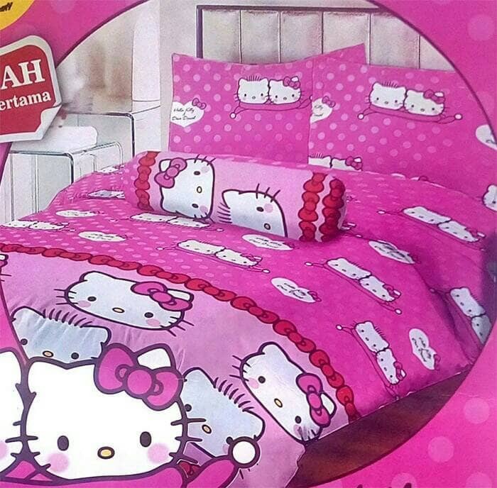Sprei lady rose motif hello kitty ukuran 160 x 200 kasur no 2