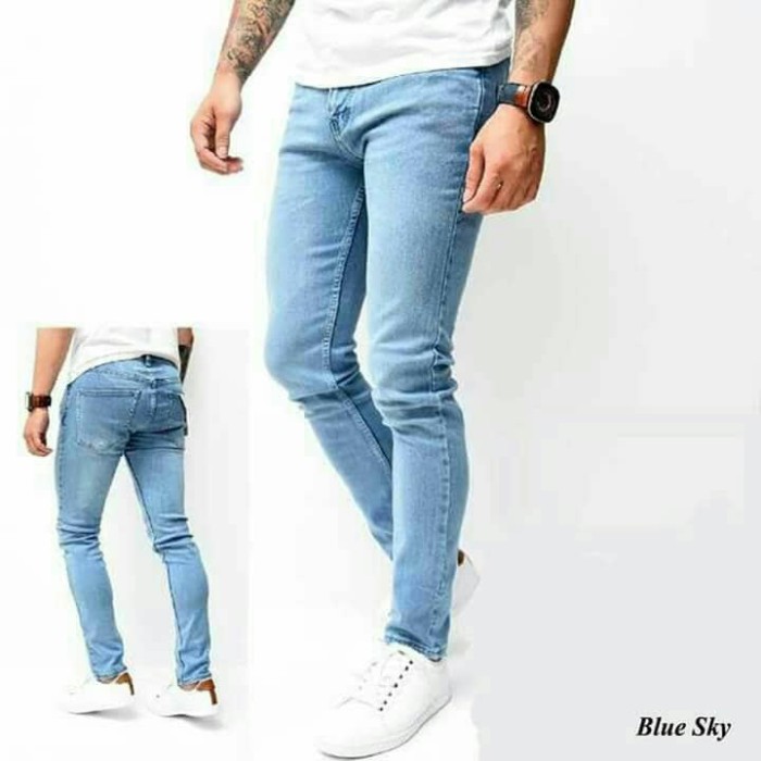Foto Produk celana jeans stretch pria skinny / slimfit blue sky dari oxo shop
