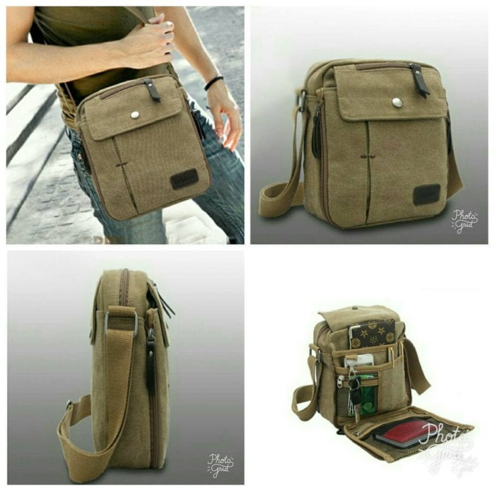 Tas Slempang Import Kanvas Militer / Slempang Messenger Shoulder Bag