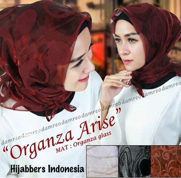 Model Jilbab Organza Motif